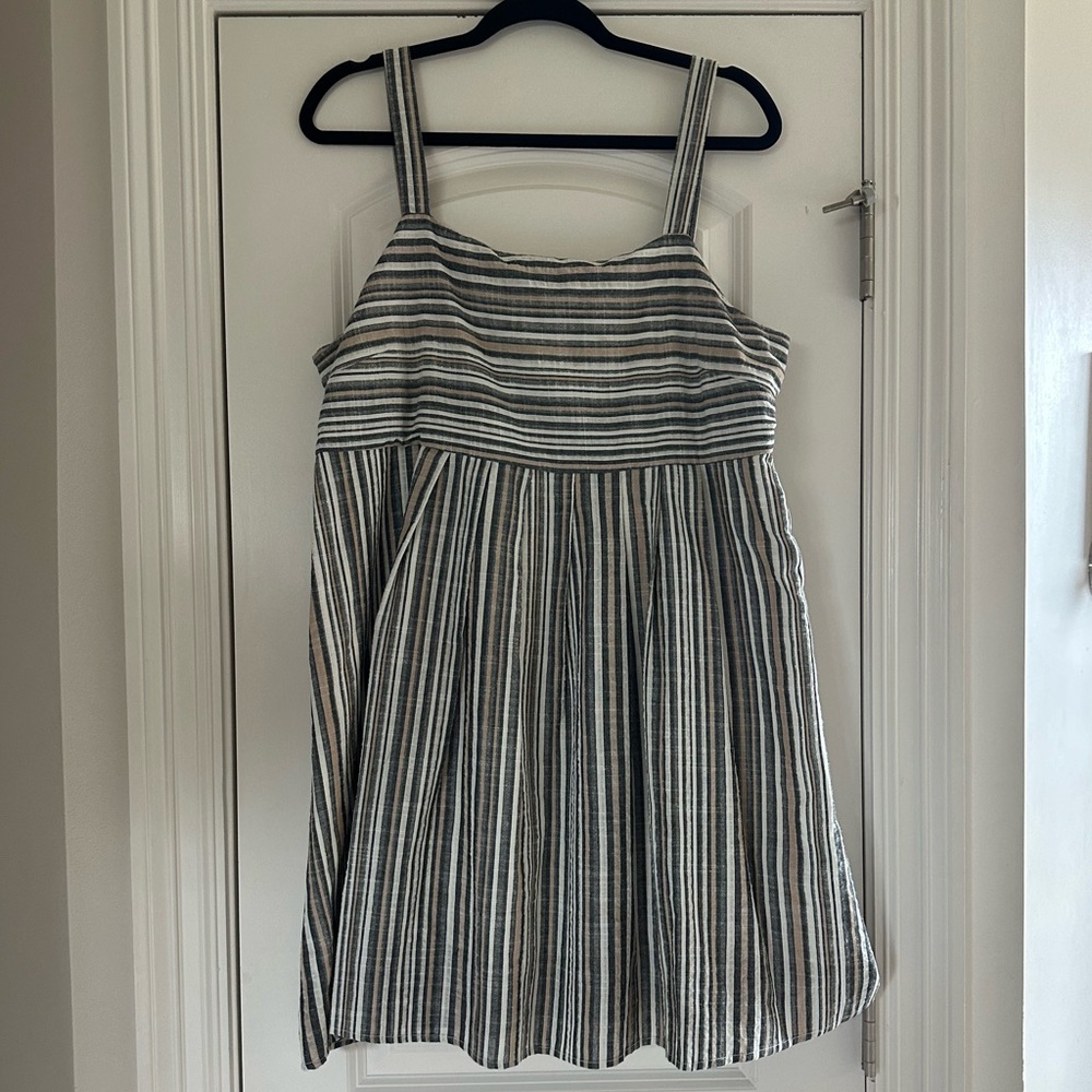 Neutral Stripped Babydoll Sugar + Lips Dress